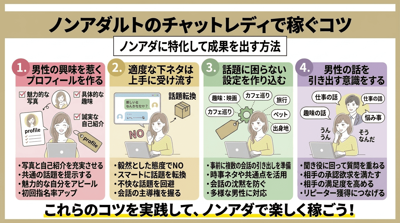 ノンアダルトのチャットレディで稼ぐコツ