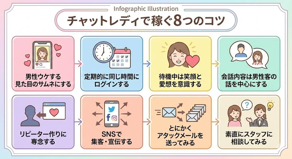 チャットレディで稼ぐ8つのコツ