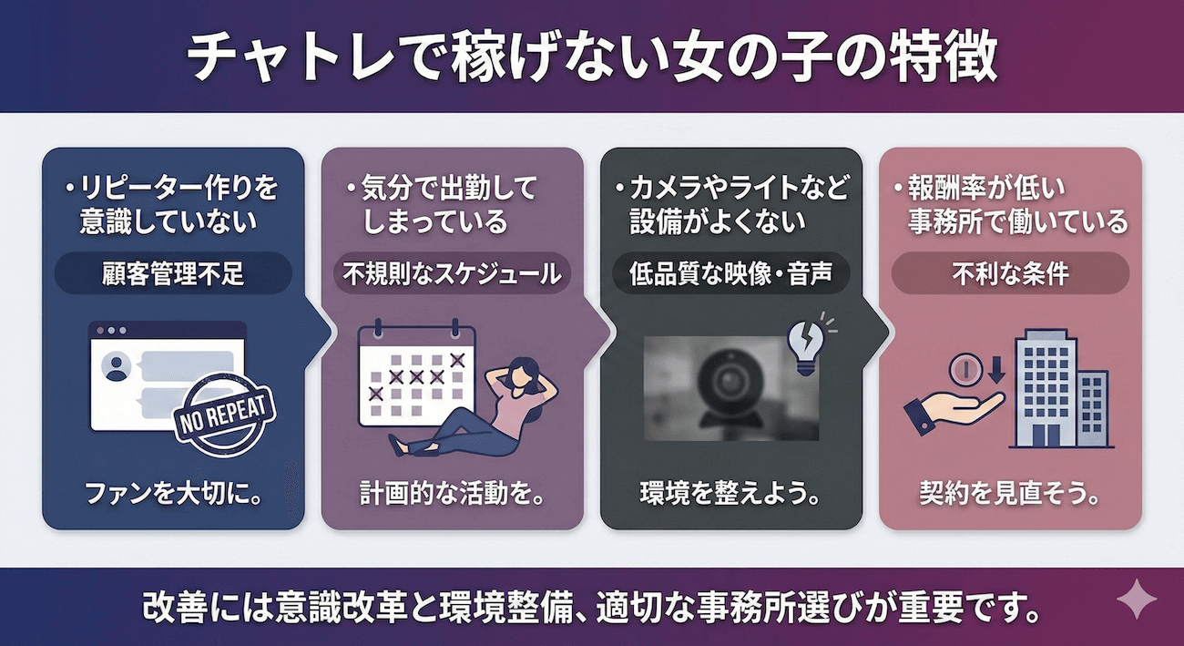 チャトレで稼げない女の子の特徴