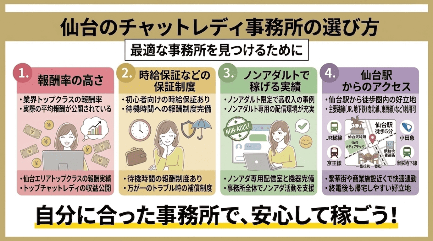 仙台のチャットレディ事務所の選び方